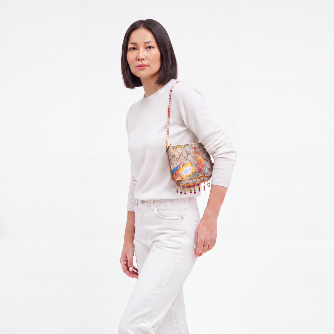 Gucci GG Lattice Floral Scarf | Gucci Crossbody Bag exclusively at Vintage Luxe Up