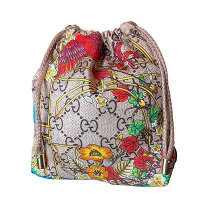GG Floral Lattice Vintage Scarf Drawstring Crossbody Bag
