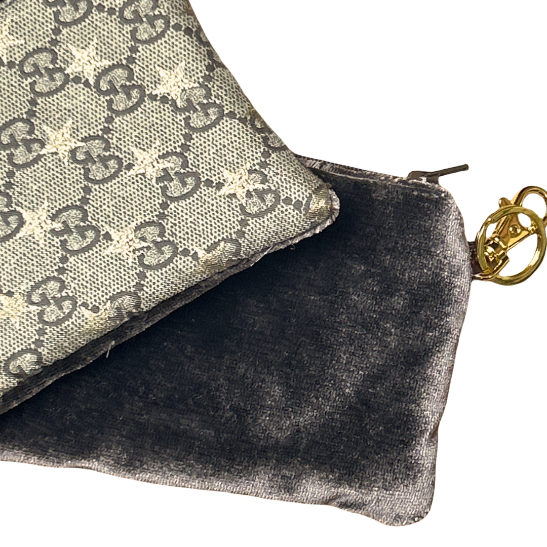 GG Logo Star Vintage Silk Scarf Coffee Run Keychain Bag