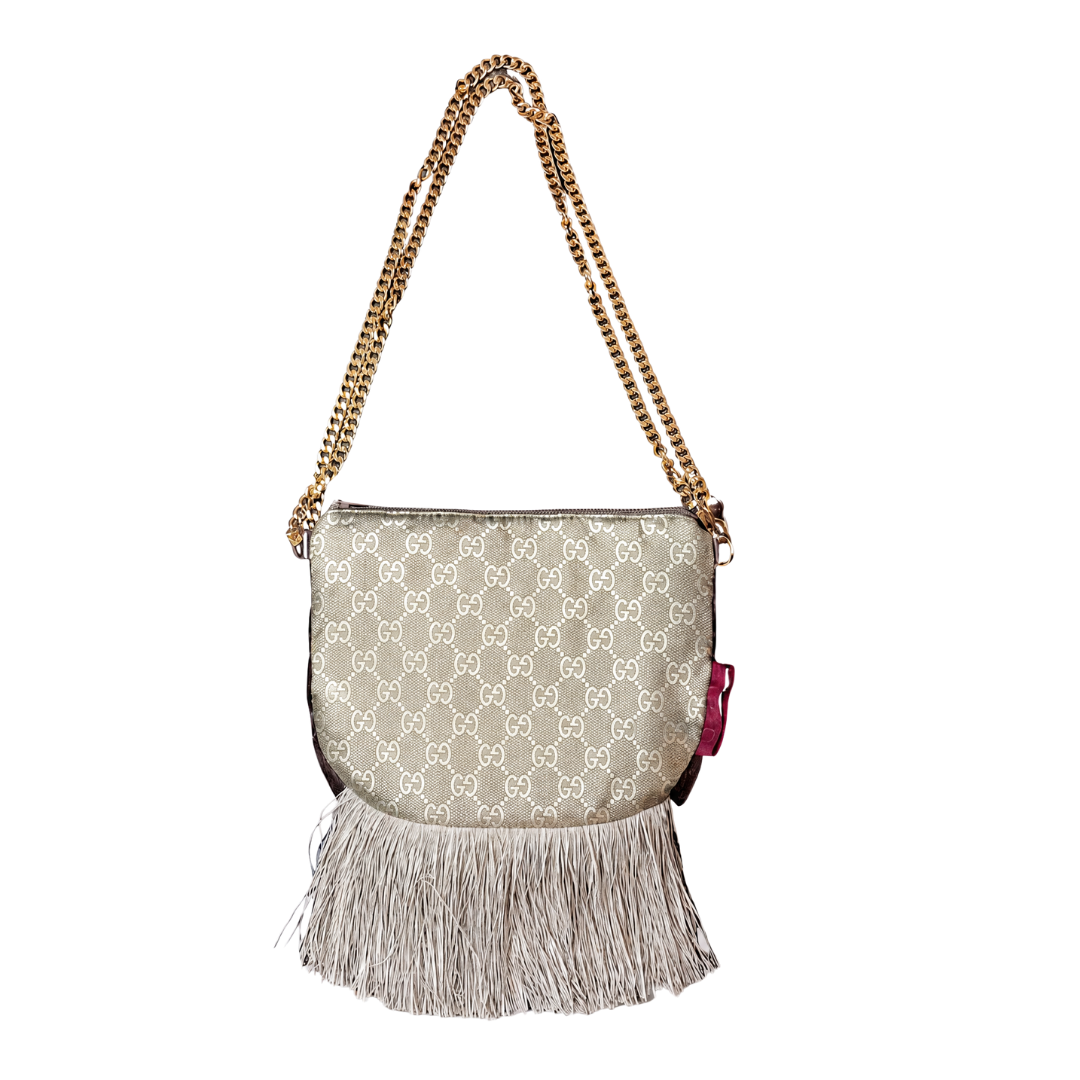 GG Metallic Vintage Scarf Crossbody Bag with Fringe