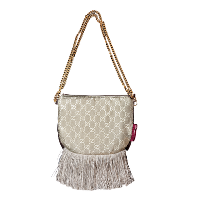 GG Metallic Vintage Scarf Crossbody Bag with Fringe