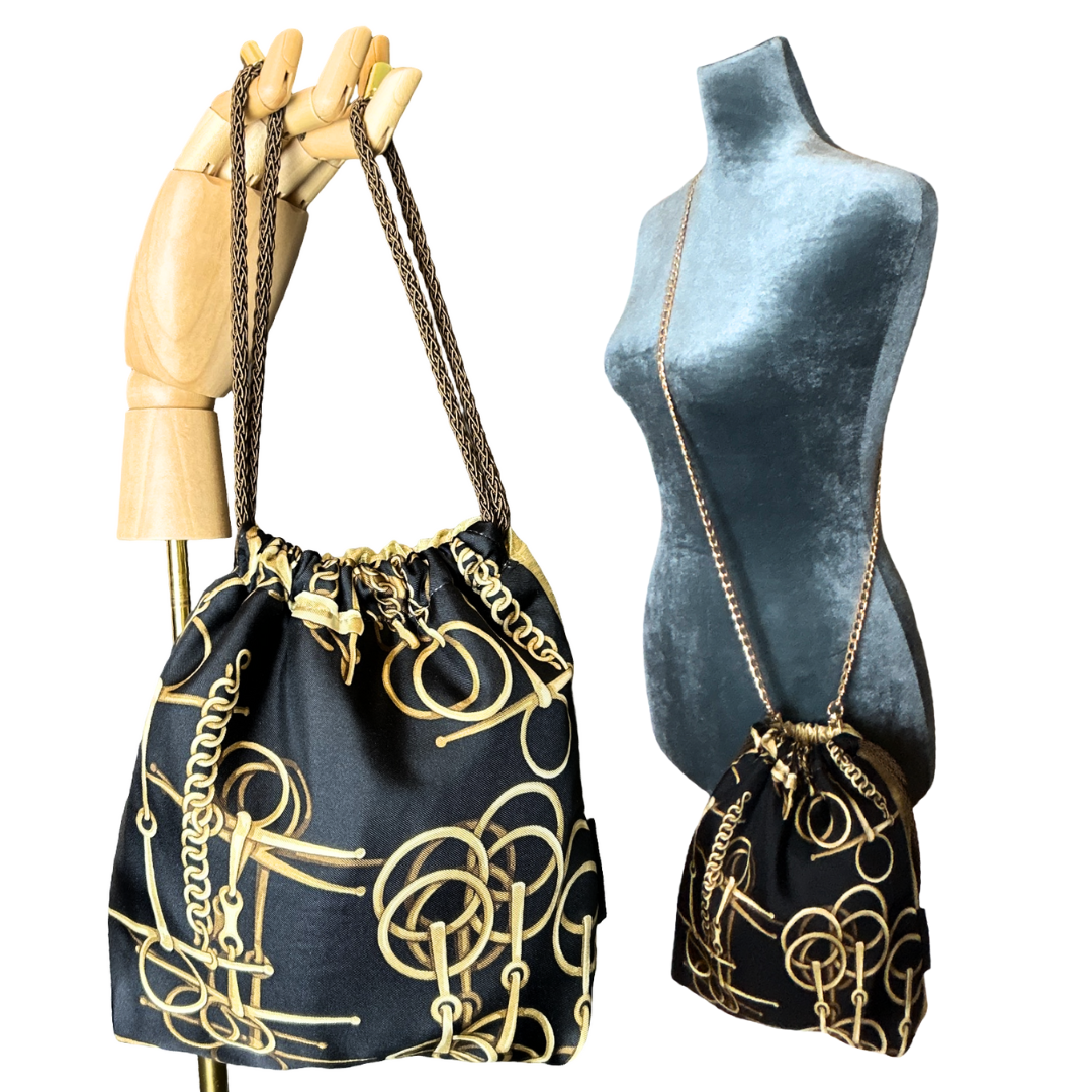 Gucci Horse Bit Noir Drawstring Bag | Vintage Luxe Up
