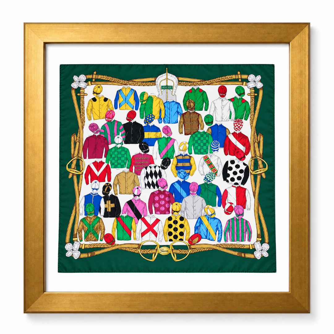 de Beers Royal Ascot Vintage Framed Silk Scarf 42"