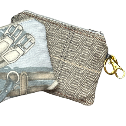 Equestrian Gray Vintage Scarf Coffee Run Keychain Bag