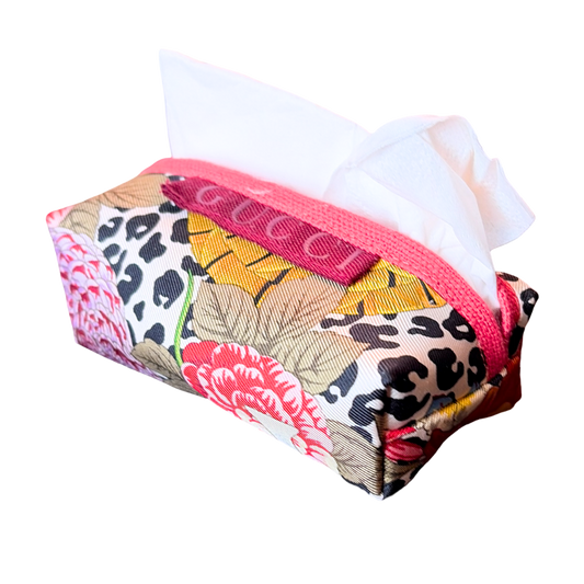 Gucci Floral Leopard Scarf Travel Tissue Pouch