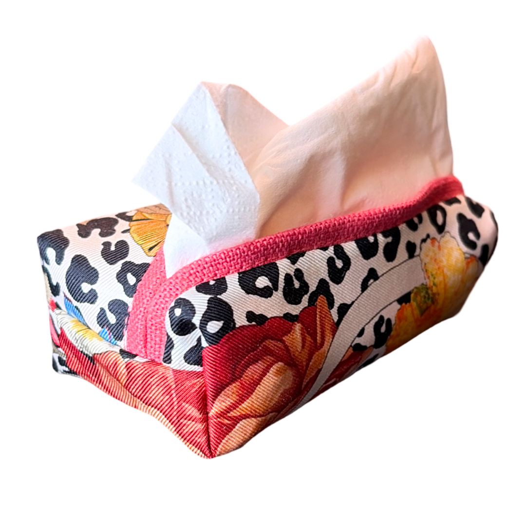 Gucci Floral Leopard Scarf Travel Tissue Pouch