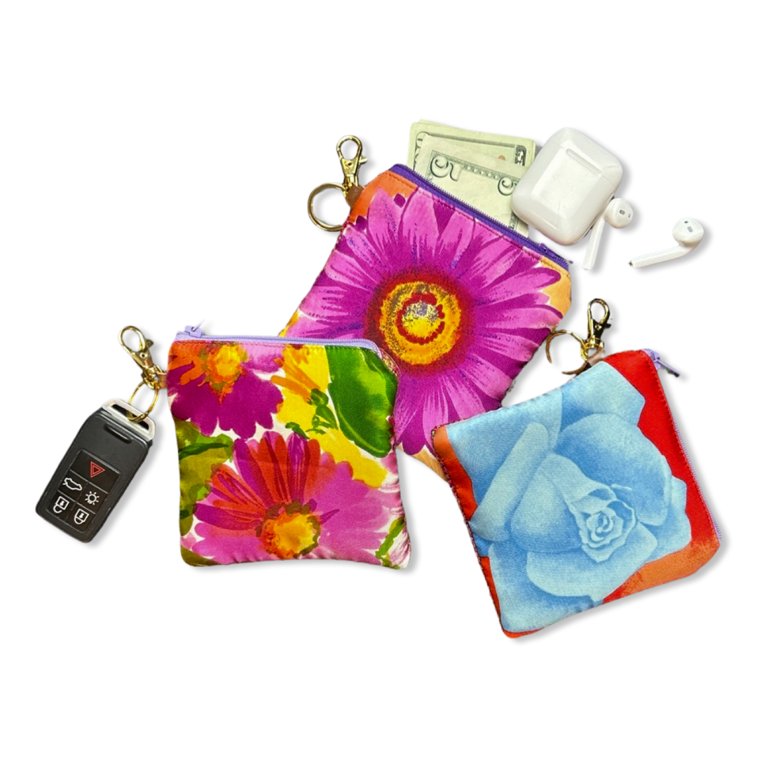 Vintage Gucci keychain bag Flower Pop Vintage Silk Scarf Coffee Run Keychain Bag at Vintage Luxe Up