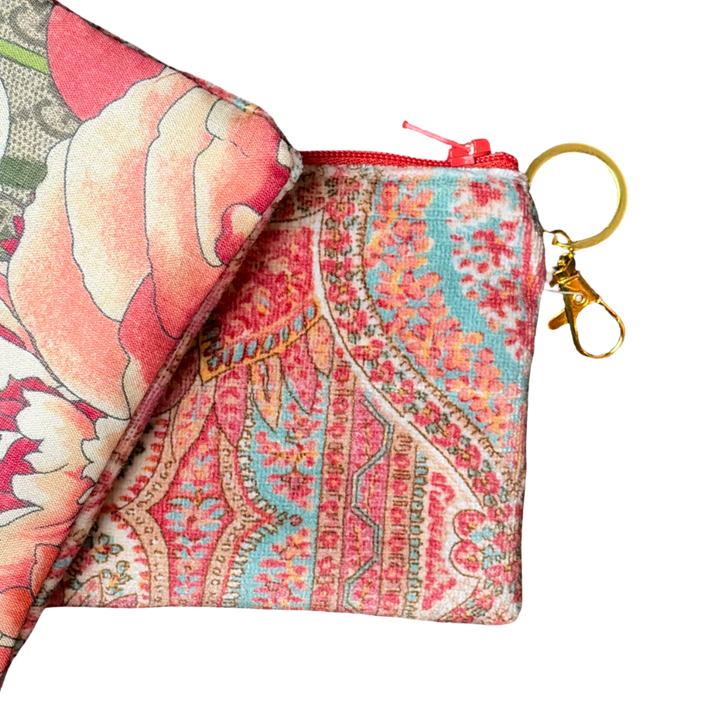 GG Bouquet Vintage Silk Scarf Coffee Run Keychain Bag