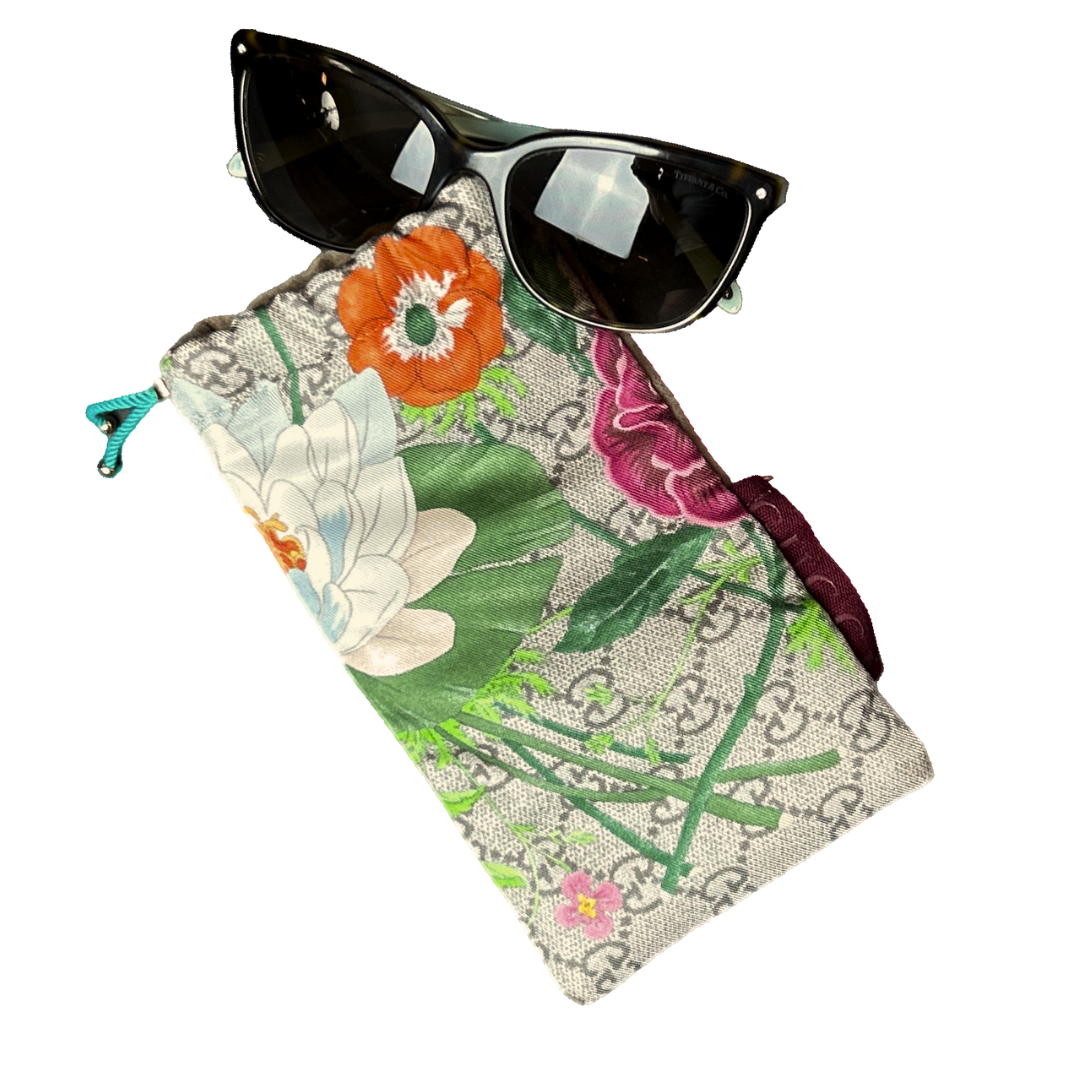 Gucci GG Floral Scarf Drawstring Eyewear Pouch at Vintage Luxe Up