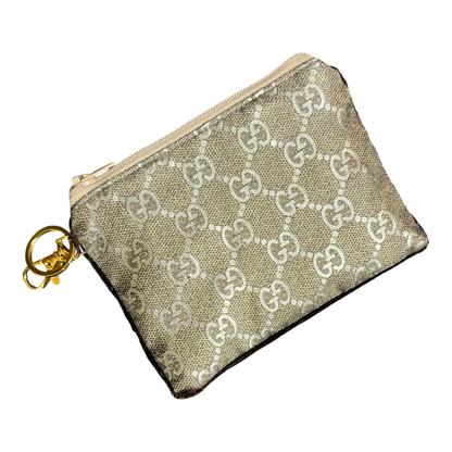 GG Metallic Vintage Silk Scarf Coffee Run Keychain Bag