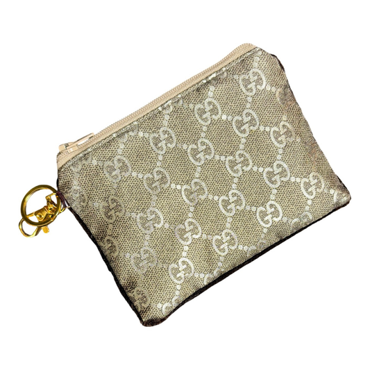 GG Metallic Vintage Silk Scarf Coffee Run Keychain Bag
