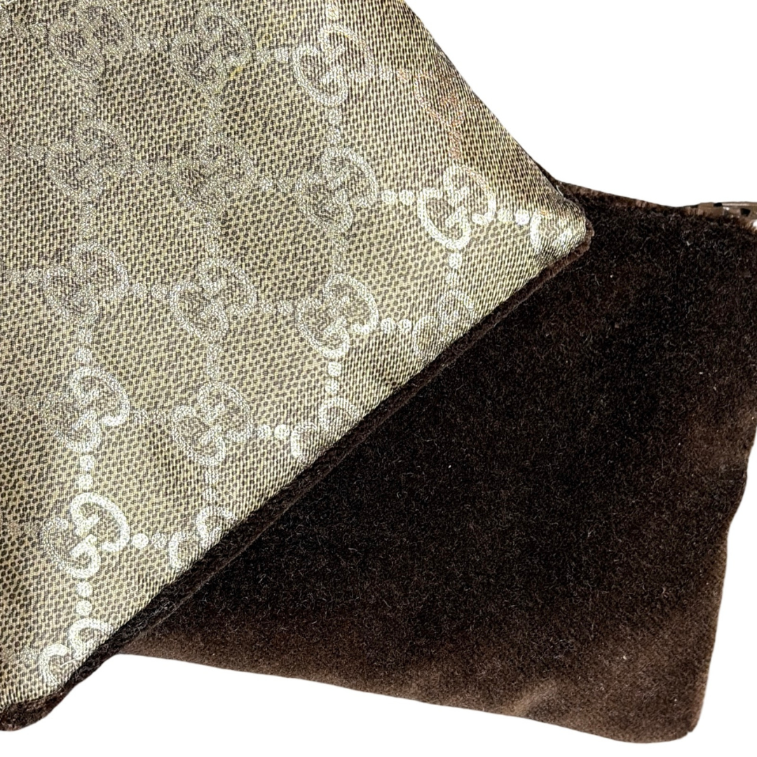 GG Metallic Vintage Silk Scarf Coffee Run Keychain Bag