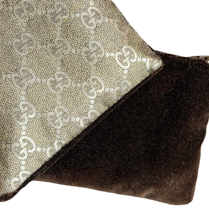 GG Metallic Vintage Silk Scarf Coffee Run Keychain Bag