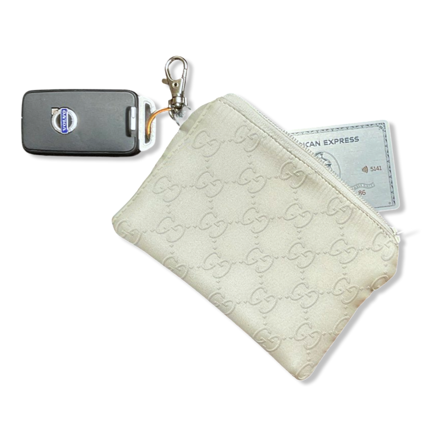 Vintage Gucci keychain bag GG Mongoram Vintage Silk Scarf Coffee Run Keychain Bag at Vintage Luxe Up