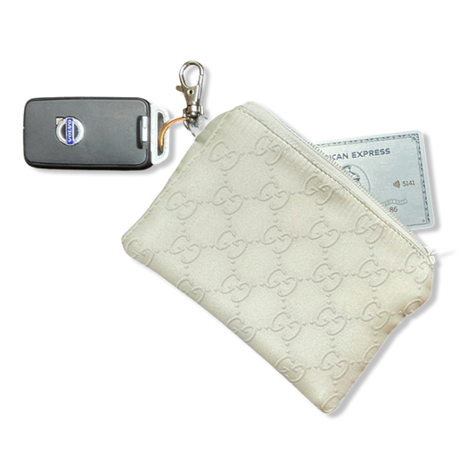 Vintage Gucci keychain bag GG Mongoram Vintage Silk Scarf Coffee Run Keychain Bag at Vintage Luxe Up