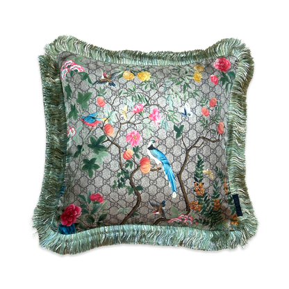 GG Tree of Life Tian Chinoiserie Vintage Silk Scarf Pillows