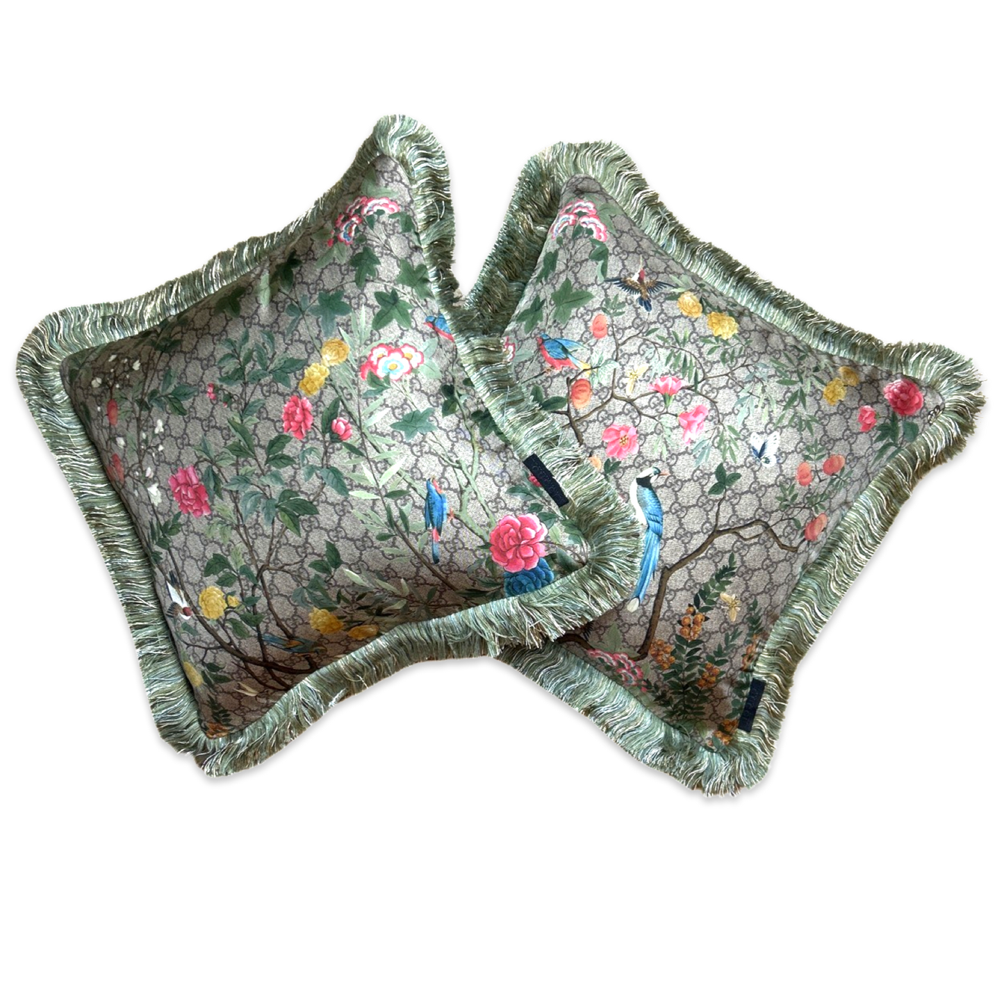 GG Tree of Life Tian Chinoiserie Vintage Silk Scarf Pillows
