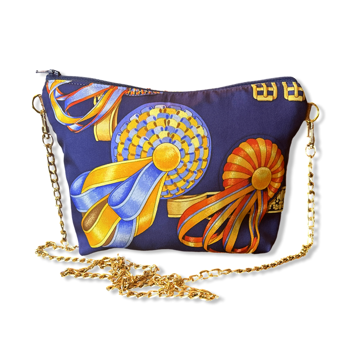 Rubans du Cheval Navy Vintage Silk Scarf Crossbody Bag