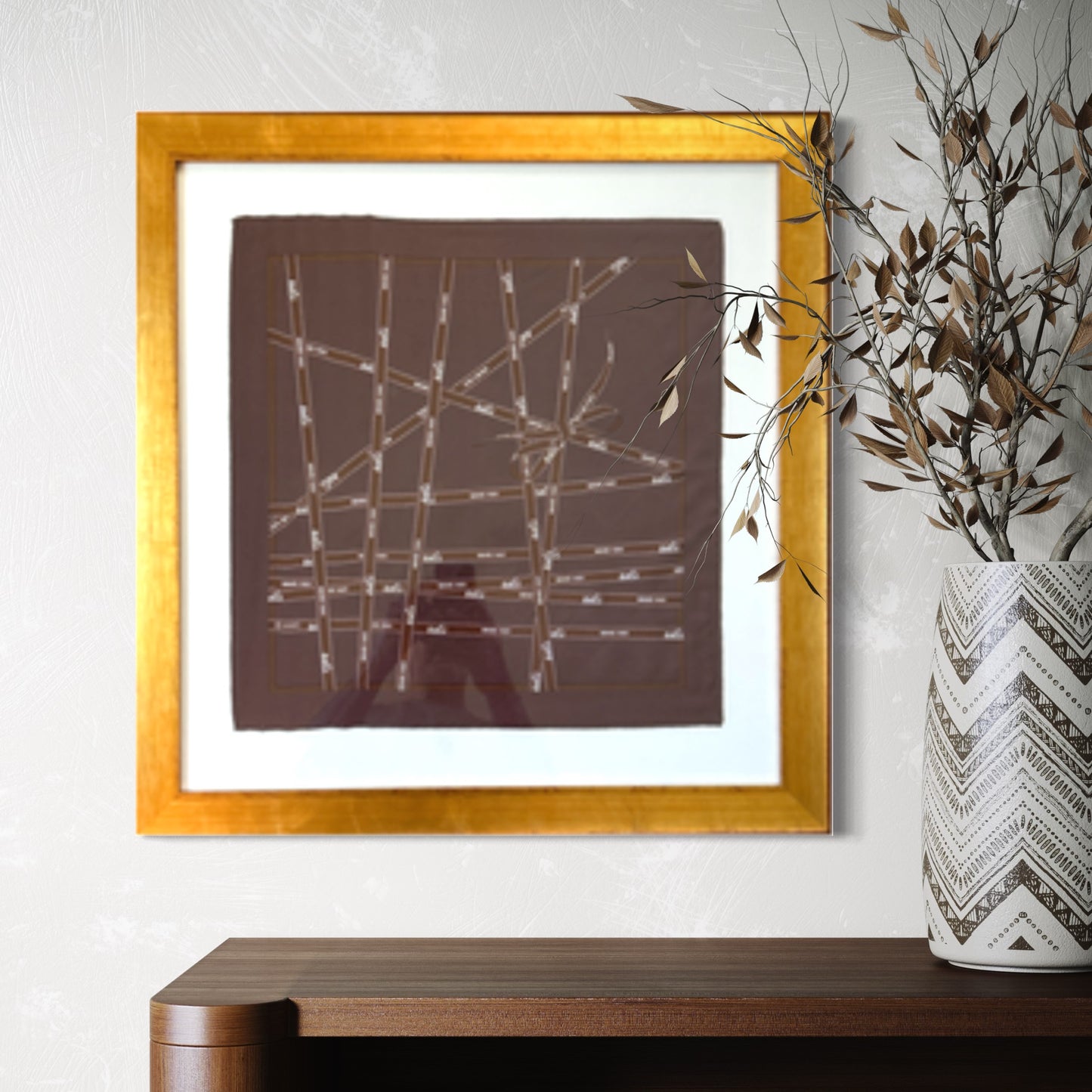 Bolduc Ribbon Framed Vintage Silk Scarf 24"
