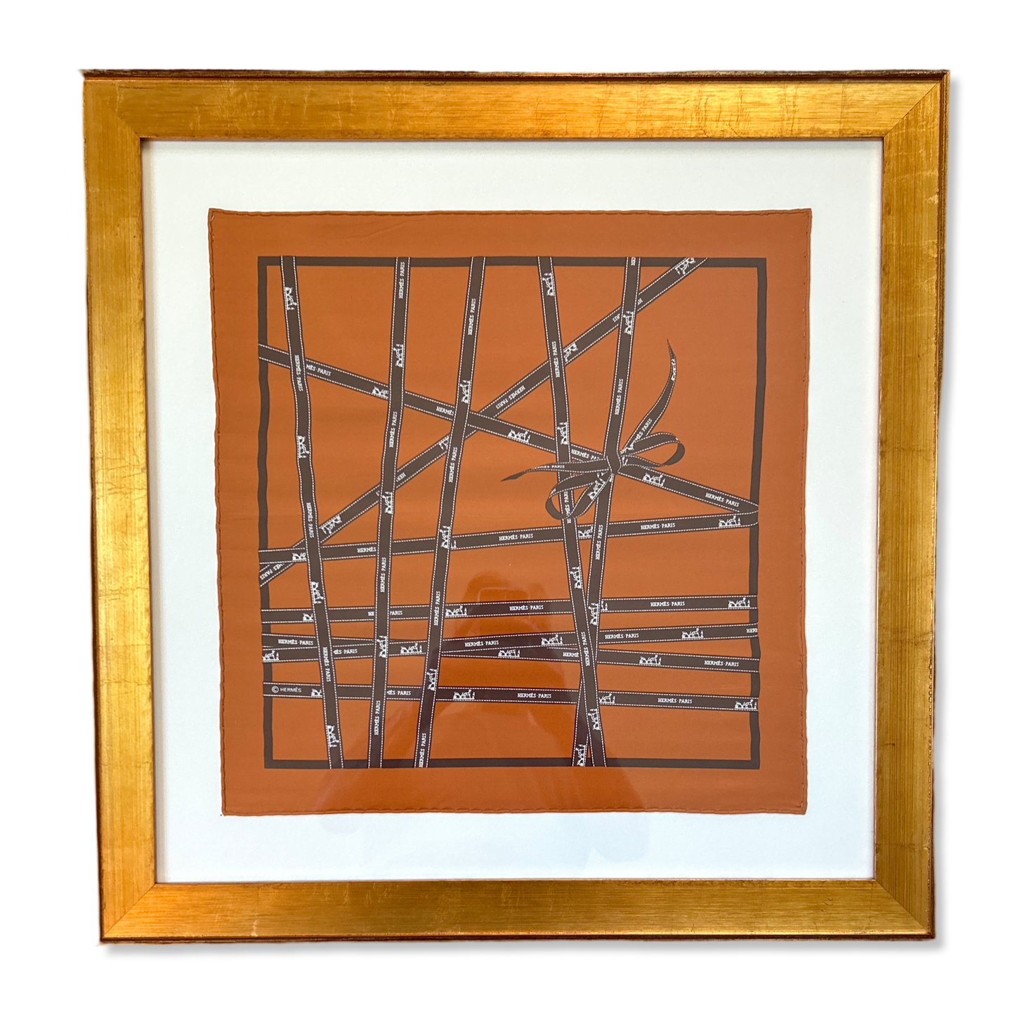 Bolduc Ribbon Framed Vintage Silk Scarf 24"