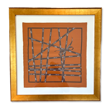 Bolduc Ribbon Framed Vintage Silk Scarf 24"