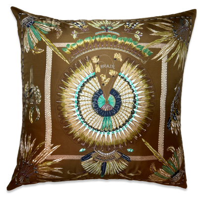 Brazil Vintage Silk Scarf Pillow 34"