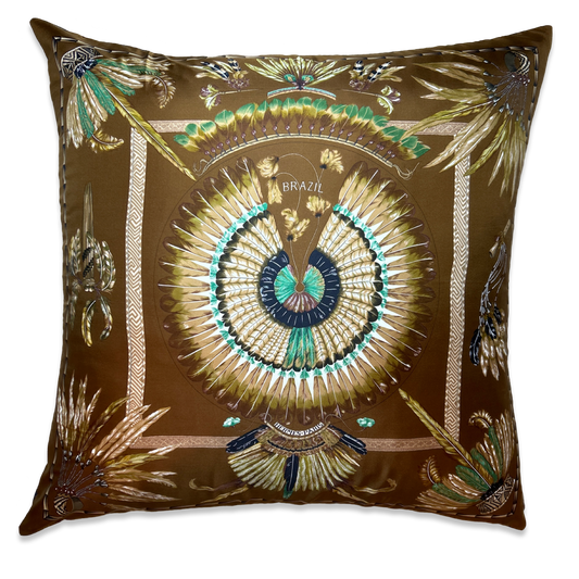 Brazil Vintage Silk Scarf Pillow 34"