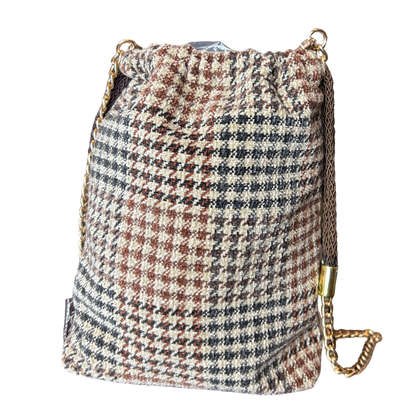 Cannes et Pommeaux Vintage Silk Scarf Drawstring Crossbody Bag