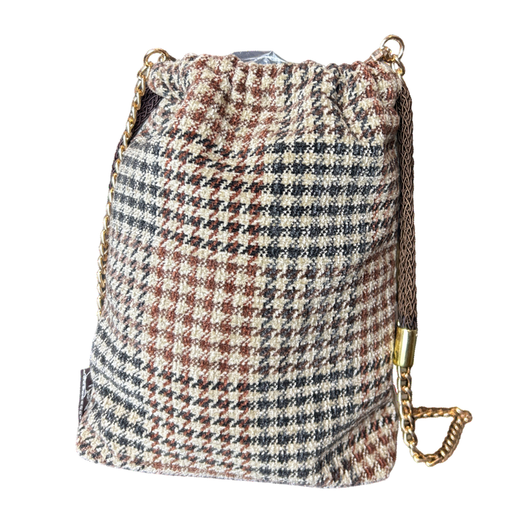 Cannes et Pommeaux Vintage Silk Scarf Drawstring Crossbody Bag