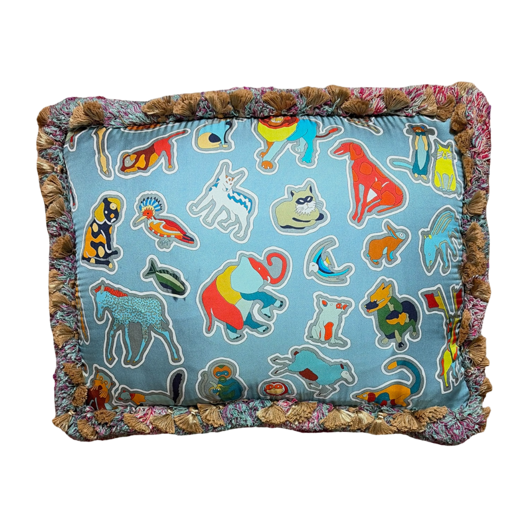 Caracteristick Vintage Silk Scarf Pillow