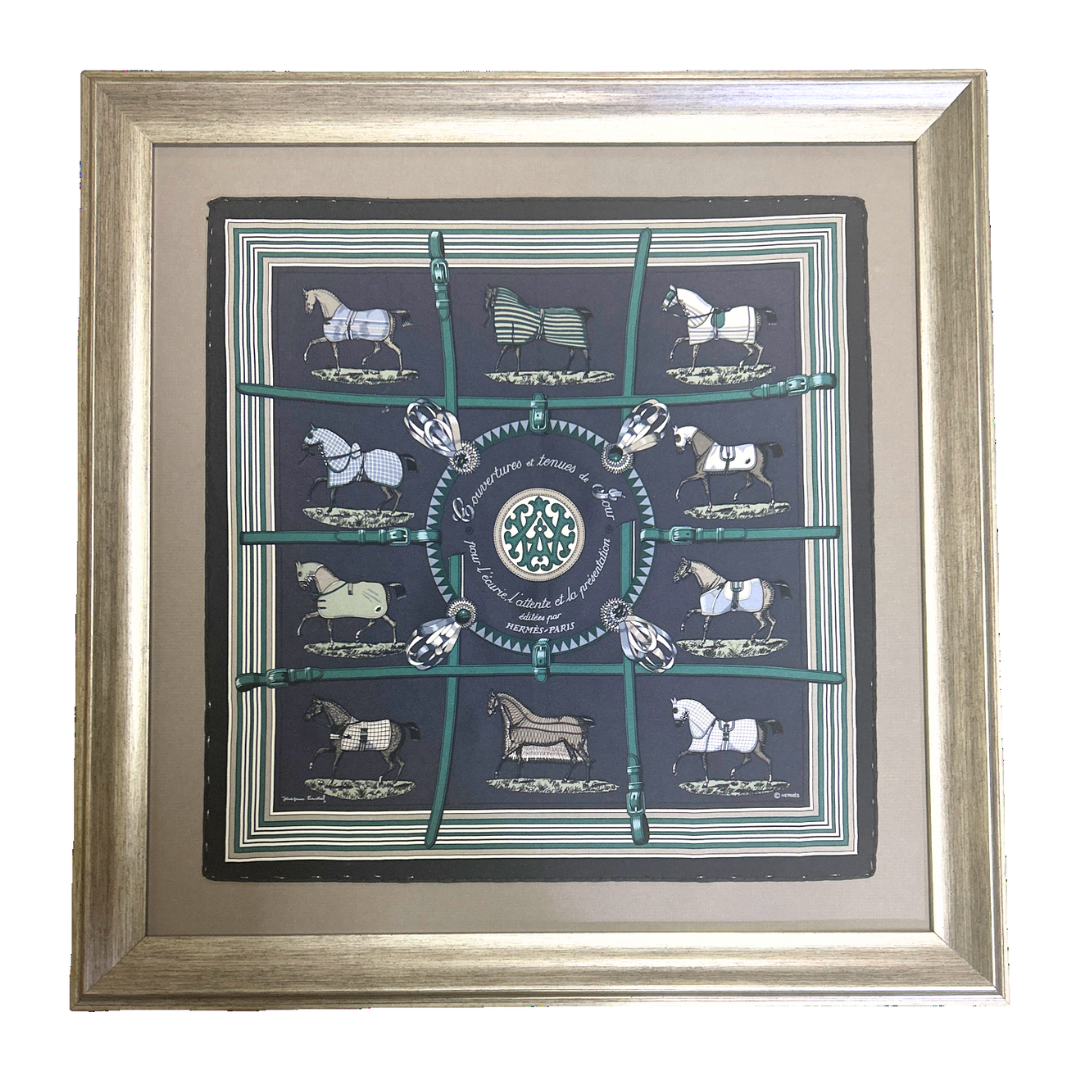 HERMES Couvertures et Tenues du Jour Scarf Framed Hermes Framed Scarf