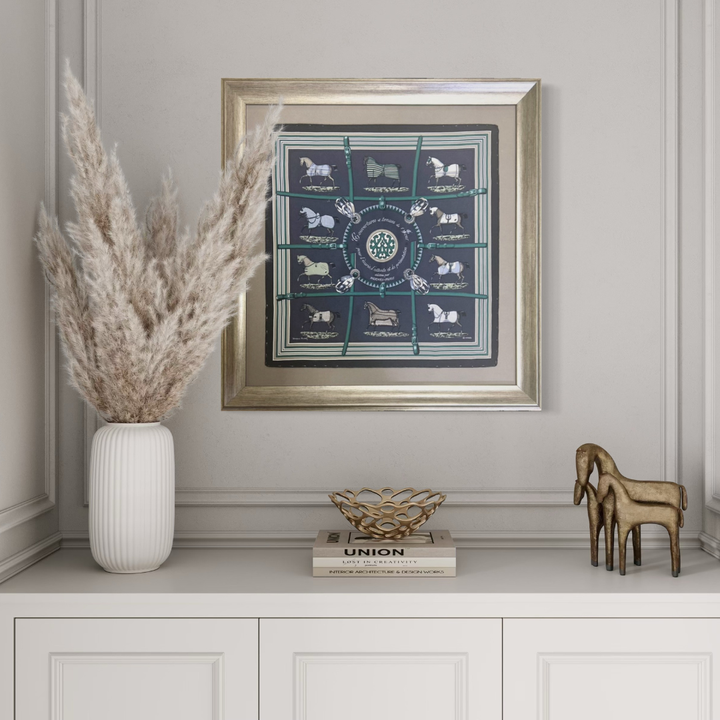 HERMES Couvertures et Tenues du Jour Scarf Framed Hermes Framed Scarf