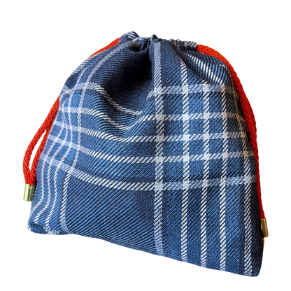 Couvertures et Tenues du Jour Blue Vintage Silk Scarf Drawstring Crossbody Bag