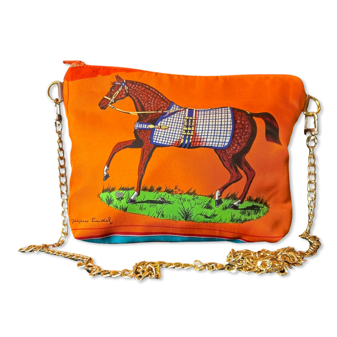 Hermes Couvertures et Tenues du Jour Orange Scarf Crossbody Bag