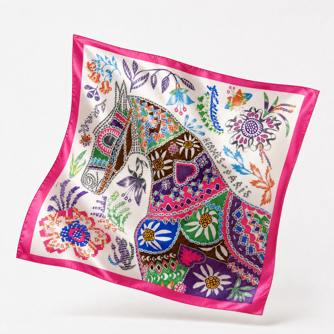 En Attendant Ulysse Framed Vintage Silk Scarf 24"