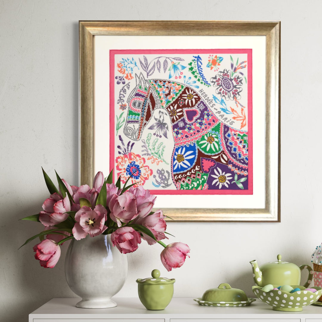 HERMES En Attendant Ulysse Scarf | Framed Hermes Scarf exclusively at Vintage Luxe Up