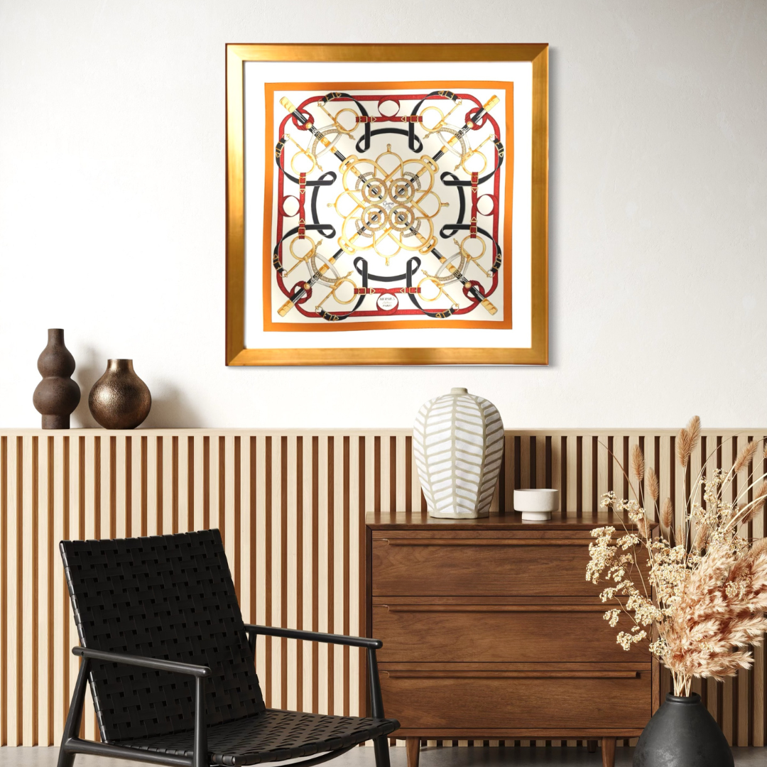 Hermes Eperon d'Or Forever Scarf | Framed Hermes Scarf exclusively at Vintage Luxe Up