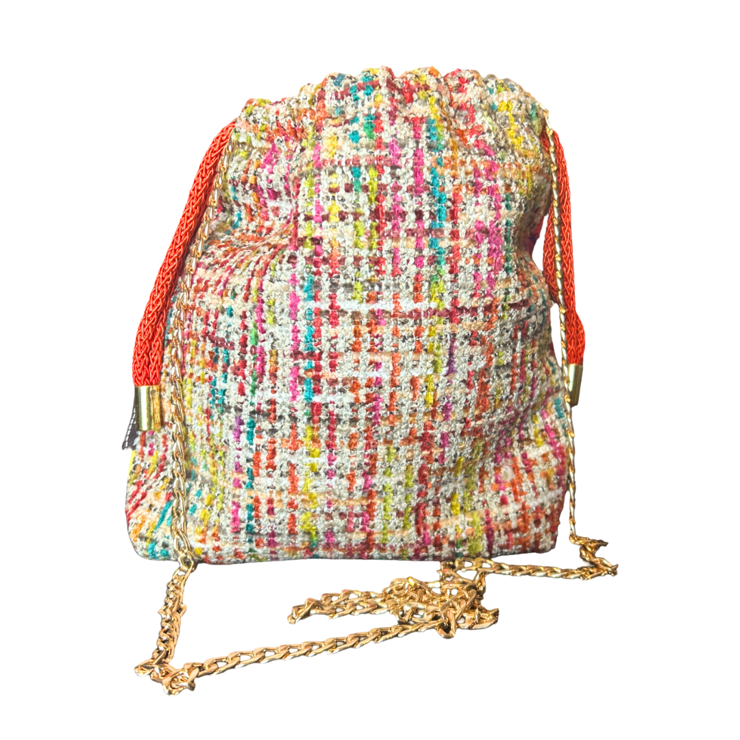 Fantaisies Indiennes Vintage Scarf Drawstring Crossbody Bag