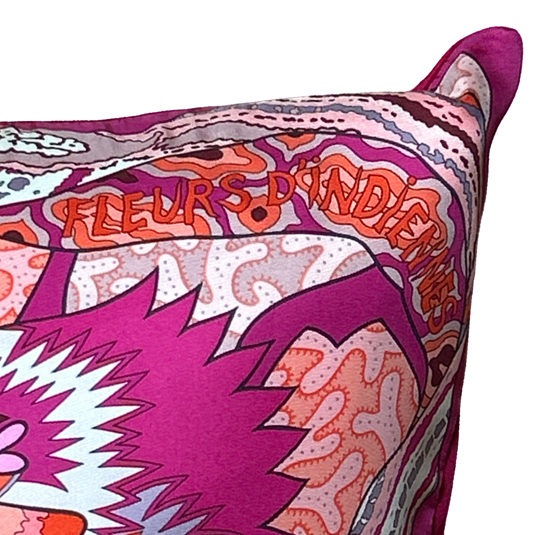 Fleurs d'Indiennes Vintage Silk Scarf Lumbar Pillows 35"