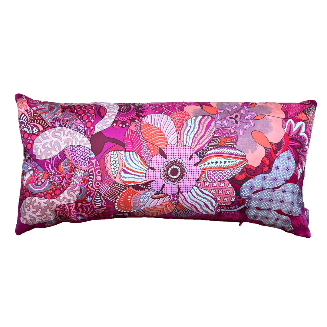 Hermes Fleurs d'Indiennes Scarf Lumbar Pillow 35" at Vintage Luxe Up