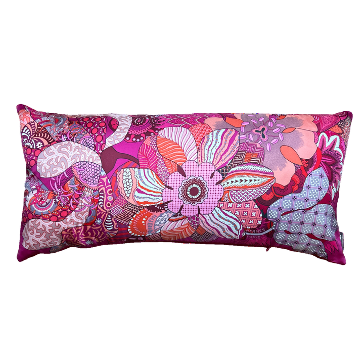 Hermes Fleurs d'Indiennes Scarf Lumbar Pillow 35" at Vintage Luxe Up