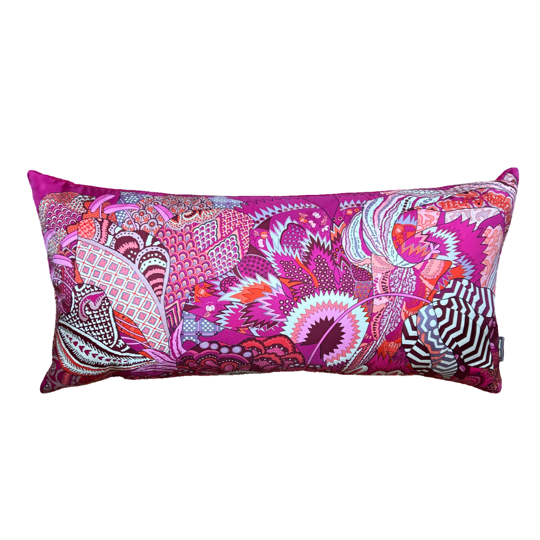 Hermes Fleurs d'Indiennes Scarf Lumbar Pillow 35" at Vintage Luxe Up