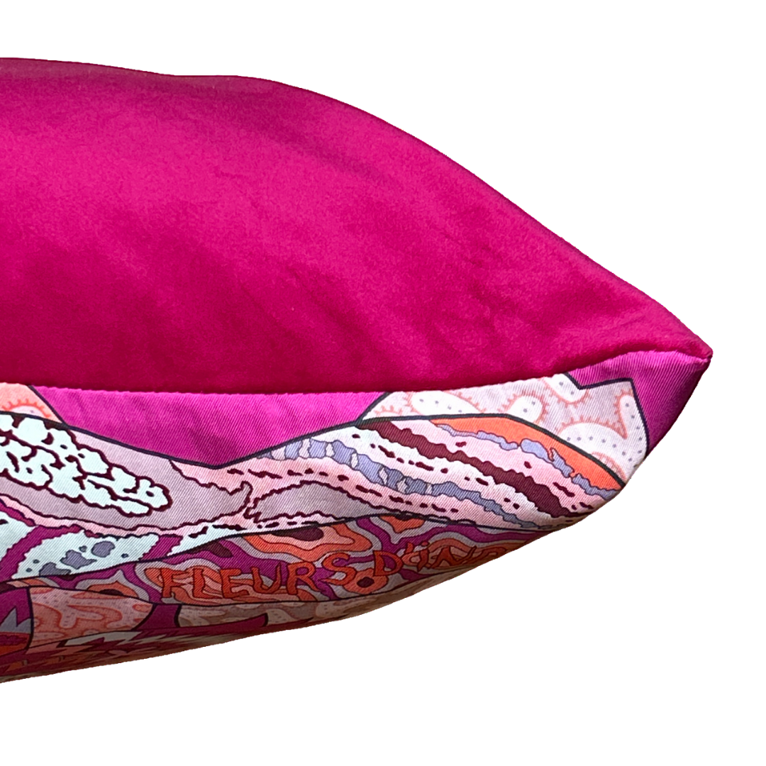 Fleurs d'Indiennes Vintage Silk Scarf Lumbar Pillows 35"