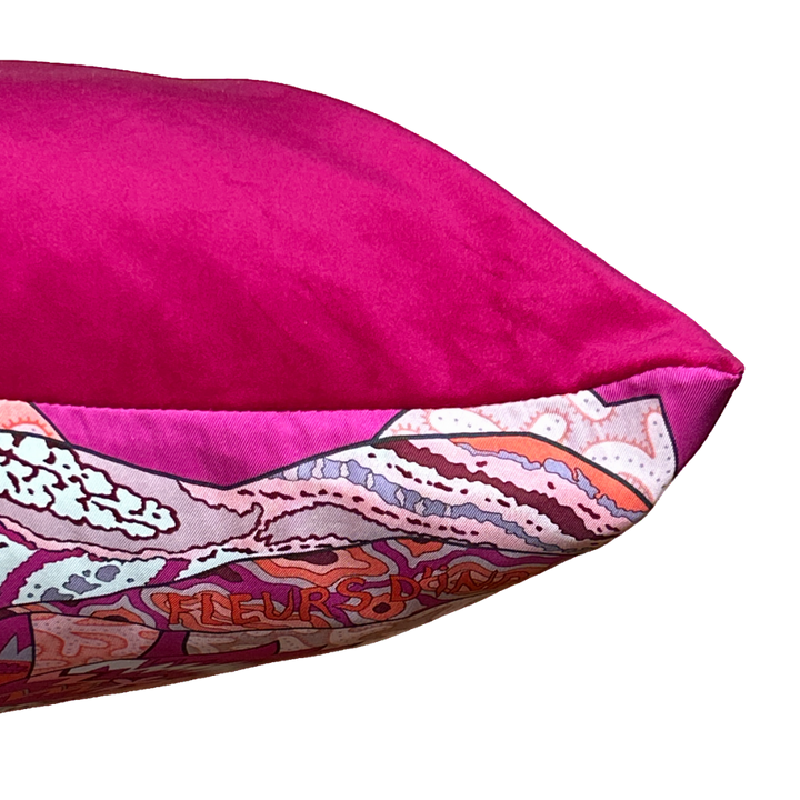 Fleurs d'Indiennes Vintage Silk Scarf Lumbar Pillows 35"