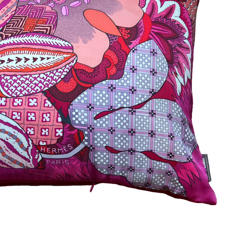 Fleurs d'Indiennes Vintage Silk Scarf Lumbar Pillows 35"