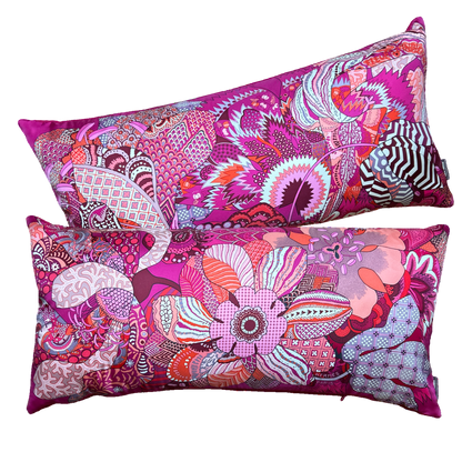 Hermes Fleurs d'Indiennes Scarf Lumbar Pillow 35" at Vintage Luxe Up