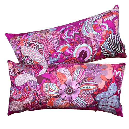 Hermes Fleurs d'Indiennes Scarf Lumbar Pillow 35" at Vintage Luxe Up