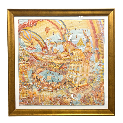 Hermes Folies du Faubourg Scarf | Framed Hermes Scarf exclusively at Vintage Luxe Up