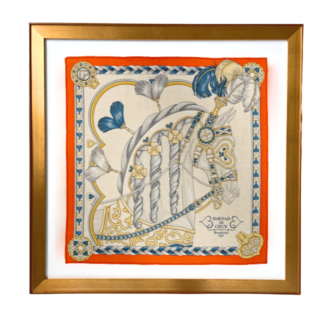 Hermes Harnais de Coeur Framed Scarf at Vintage Luxe Up