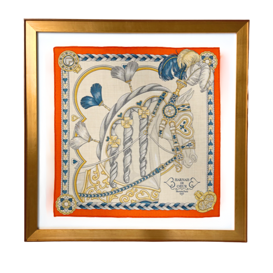 Hermes Harnais de Coeur Framed Scarf at Vintage Luxe Up